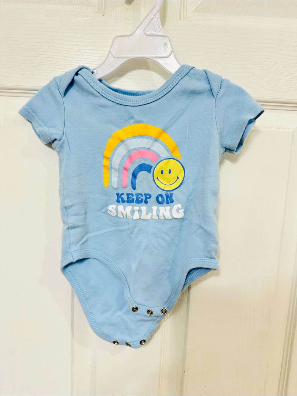 Keep On Smiling Blue Baby One-Piece Bodysuit